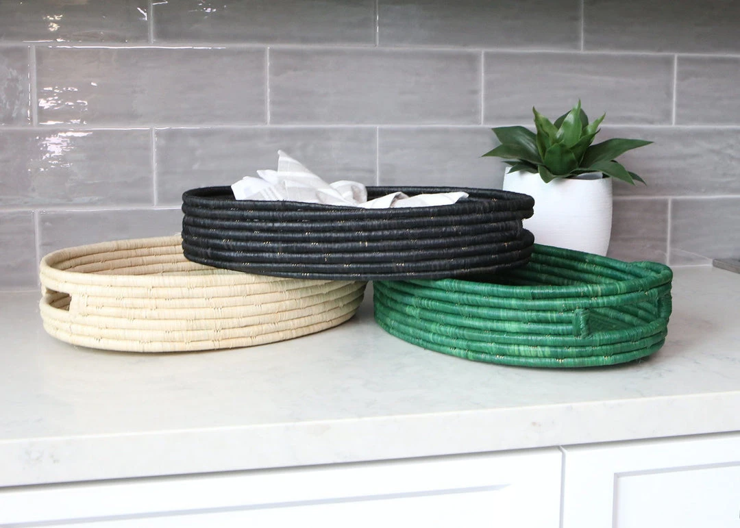 KAZI Natural Raffia Oval Tray Home Goods 5 KAZI Natural Raffia Oval Tray Home Goods