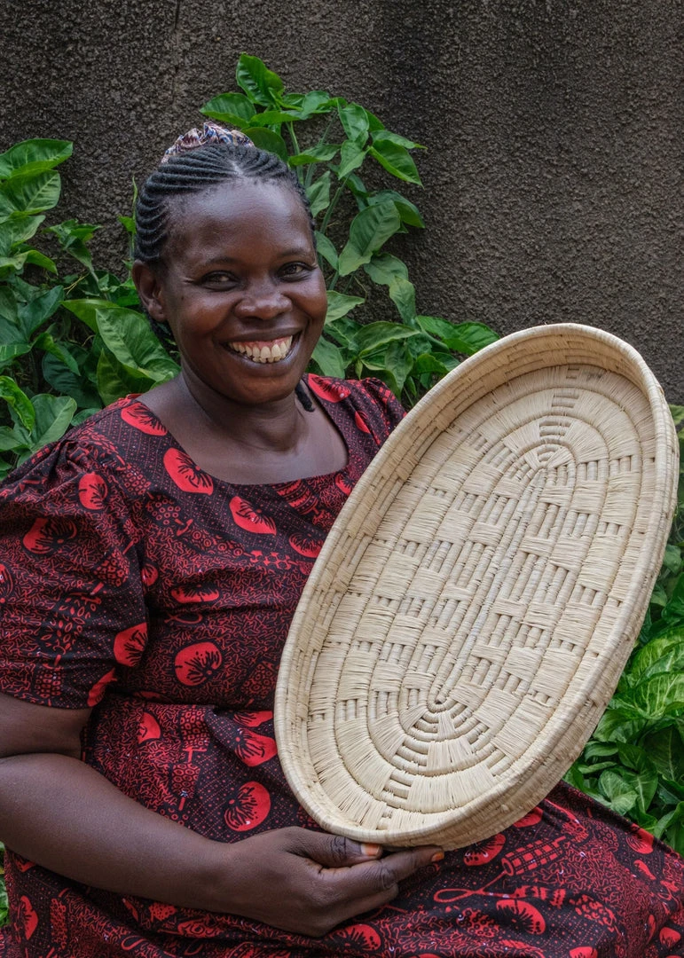 KAZI Natural Raffia Patterned Oval Tray Home Goods 5 KAZI Natural Raffia Patterned Oval Tray Home Goods