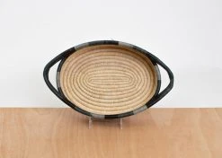 KAZI Opal Gray Color Blocked Oval Basket Home Goods