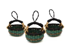 KAZI Petite Bolga Basket Ornament Set - Blue