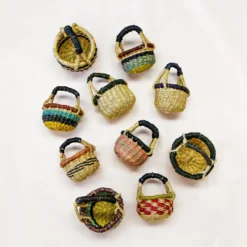 KAZI Petite Bolga Basket Ornament Set - Blue + Black 5 KAZI Petite Bolga Basket Ornament Set - Blue + Black