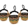 KAZI Fair Trade Petite Bolga Basket Ornament Set - Blue Checkered