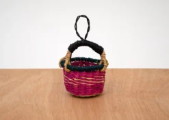 KAZI Petite Bolga Basket Ornament Set - Pink 5 KAZI Petite Bolga Basket Ornament Set - Pink