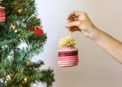 KAZI Fair Trade Pink Pom Pom Basket Ornament 10 KAZI Fair Trade Pink Pom Pom Basket Ornament