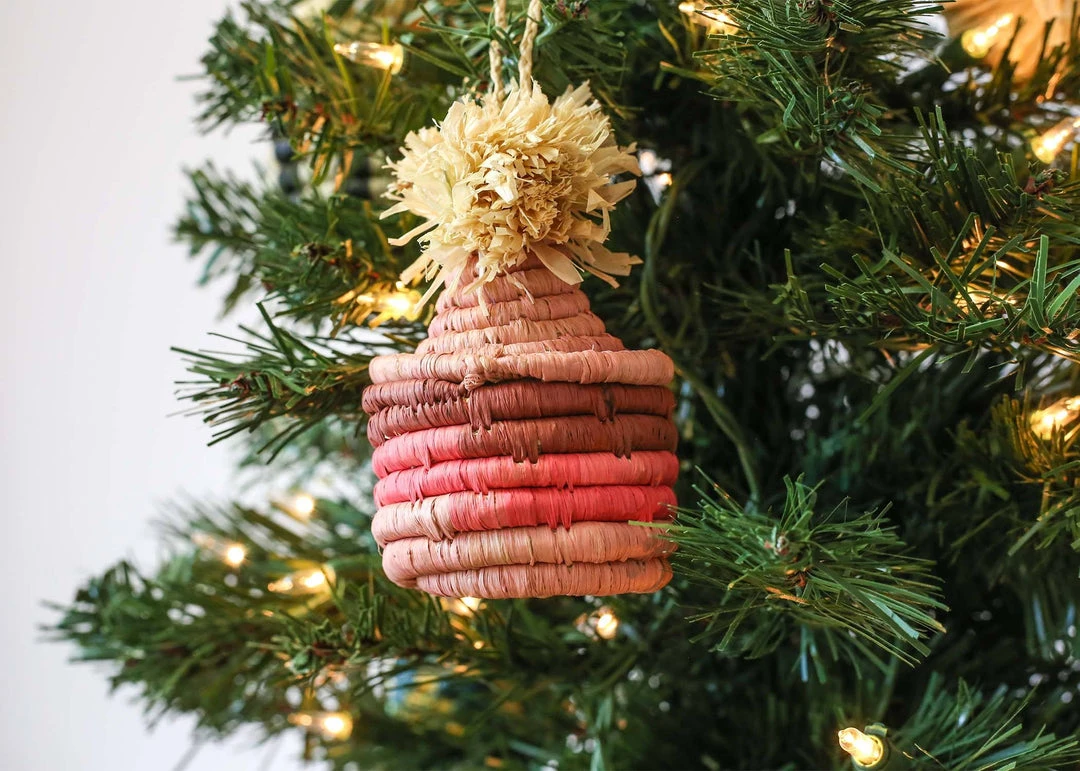 KAZI Fair Trade Pink Pom Pom Basket Ornament 4 KAZI Fair Trade Pink Pom Pom Basket Ornament