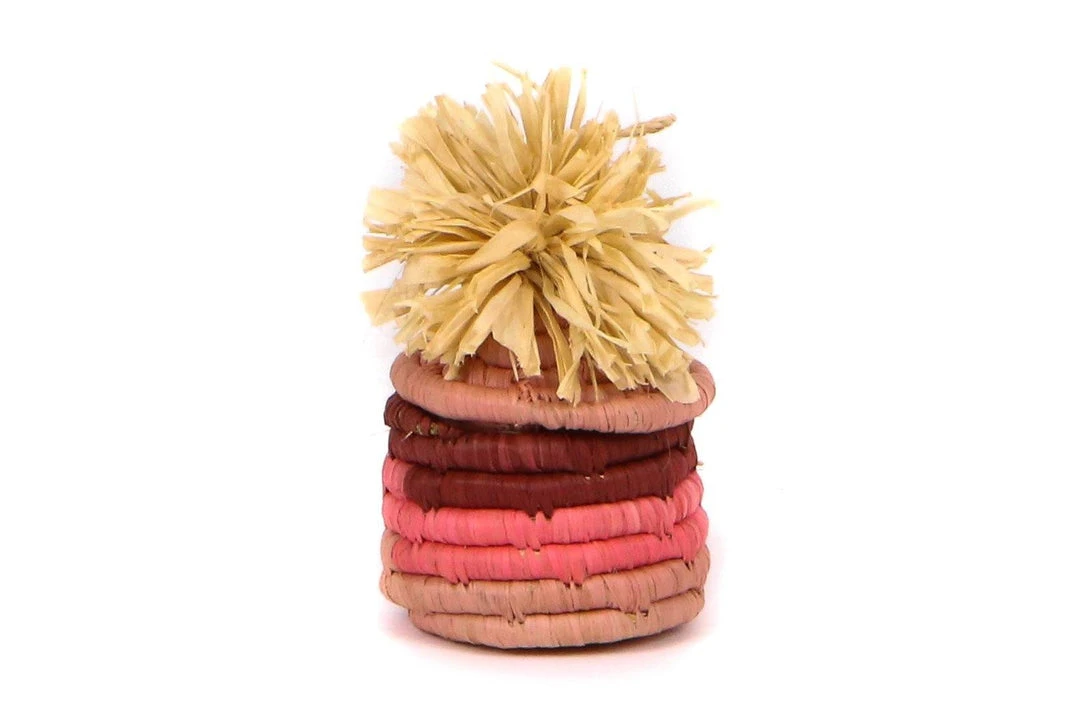KAZI Fair Trade Pink Pom Pom Basket Ornament 3 KAZI Fair Trade Pink Pom Pom Basket Ornament