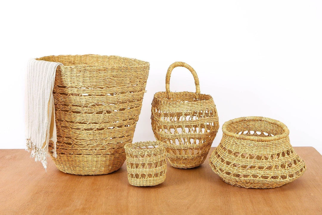 KAZI Home Goods Round Tapered All Natural Lace Basket 5 KAZI Home Goods Round Tapered All Natural Lace Basket