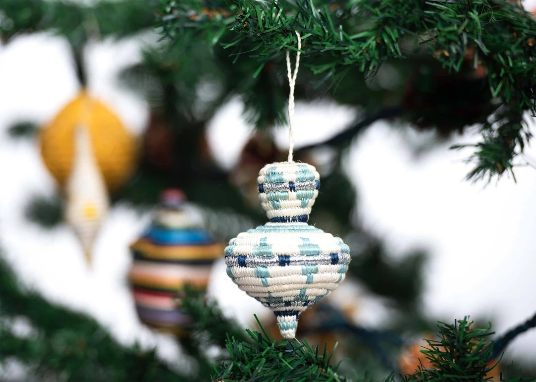 KAZI Fair Trade Rounded Blue Metallic Ornament 4 KAZI Fair Trade Rounded Blue Metallic Ornament