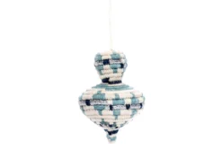 KAZI Fair Trade Rounded Blue Metallic Ornament