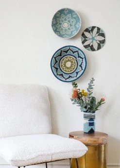 KAZI Silver Blue Abstract Vase Home Goods