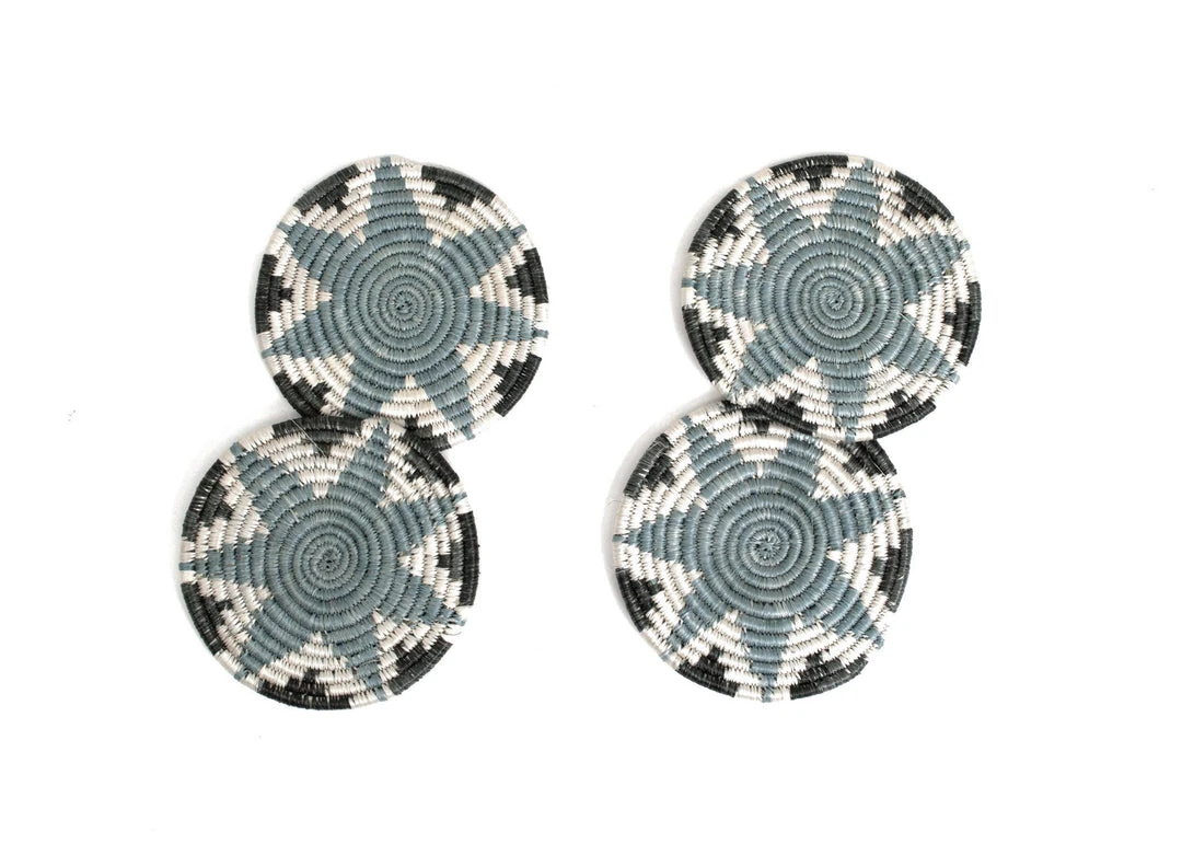 KAZI Silver Blue Hope Coaster Set 3 KAZI Silver Blue Hope Coaster Set