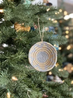 KAZI Silver Metallic Basket Ornament Fair Trade