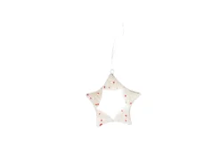 KAZI Fair Trade Silver + Red Beaded Star Ornament