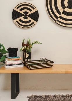 KAZI Small Black Fringed Catch All Home Goods