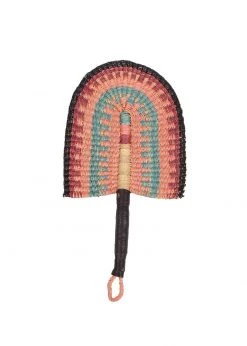 KAZI Small Desert Rose Fan With Leather Handle