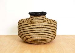 KAZI Striped Black Grass Pot 9 KAZI Striped Black Grass Pot