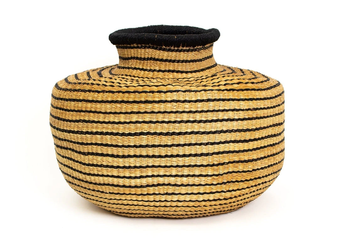 KAZI Striped Black Grass Pot 3 KAZI Striped Black Grass Pot