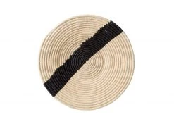 KAZI Striped Black + Natural Raffia Wall Plate I Home Goods