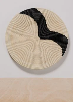 KAZI Striped Black + Natural Raffia Plate II