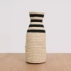 KAZI Striped Black Raffia Vase Home Goods 2 KAZI Striped Black Raffia Vase Home Goods