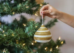 KAZI Striped Gold Bulb Ornament 7 KAZI Striped Gold Bulb Ornament