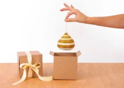 KAZI Striped Gold Bulb Ornament 8 KAZI Striped Gold Bulb Ornament