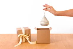 KAZI Fair Trade Striped Silver Bulb Ornament