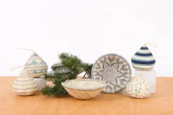 KAZI Fair Trade Striped Silver Bulb Ornament