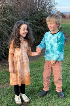 North Of West Kids' Tie Dye Long Sleeve Dress - Amber