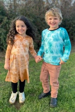 North Of West Kids' Tie Dye Long Sleeve Dress - Amber