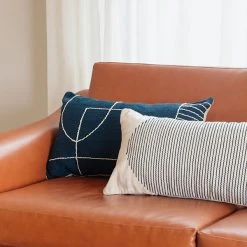 Kiliim Blue Temple Lumbar Pillow Cover