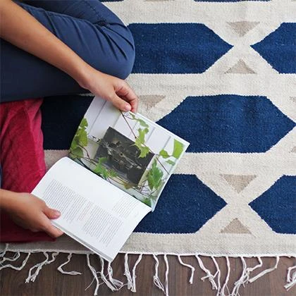 Kiliim Hexa Blue Wool Rug 4 Kiliim Hexa Blue Wool Rug