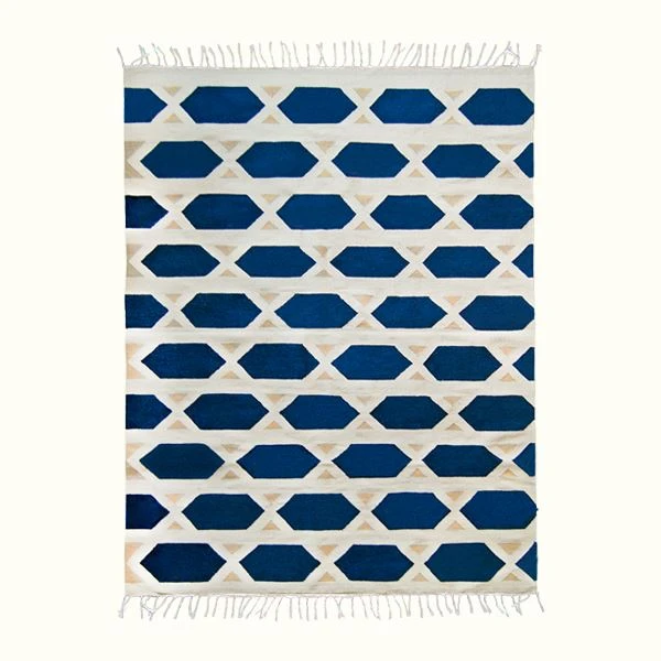 Kiliim Hexa Blue Wool Rug 3 Kiliim Hexa Blue Wool Rug