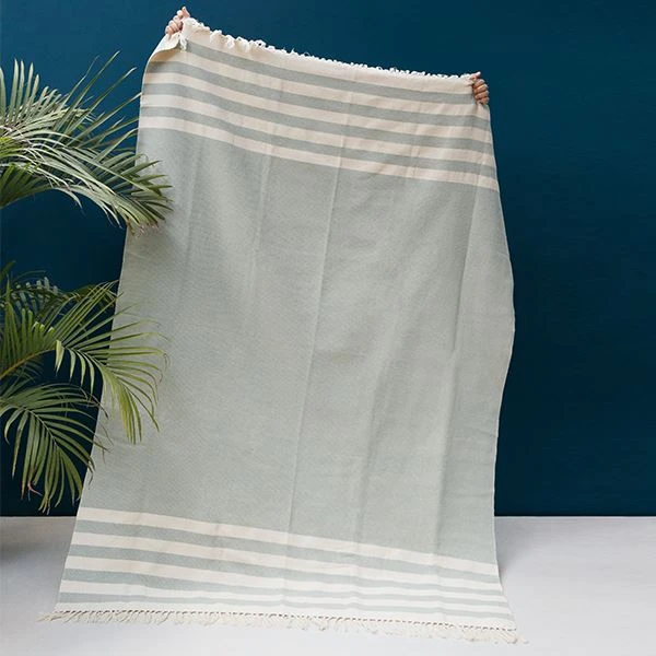 Kiliim Mint Stripes Throw Blanket Home Goods 3 Kiliim Mint Stripes Throw Blanket Home Goods