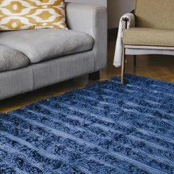 Kiliim Home Goods Navy Fringe Wool Runner/Rug