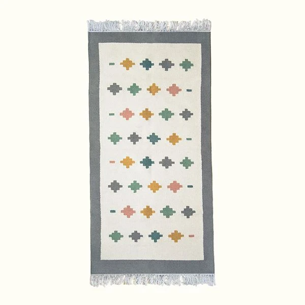 Kiliim Pastel Tiles Wool Runner / Rug Home Goods 3 Kiliim Pastel Tiles Wool Runner / Rug Home Goods