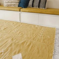 Kiliim Home Goods Yellow Scattered Stitch Wool Rug