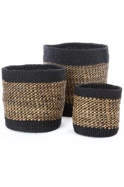 Swahili African Modern Home Goods Kitonga Sisal And Banana Fiber Storage Basket Set