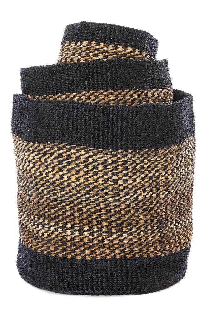 Swahili African Modern Home Goods Kitonga Sisal And Banana Fiber Storage Basket Set 4 Swahili African Modern Home Goods Kitonga Sisal And Banana Fiber Storage Basket Set