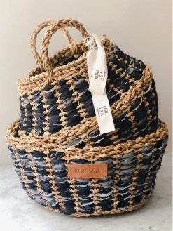 Korissa Daya Upcycled Denim Foldable Basket Set Home Goods