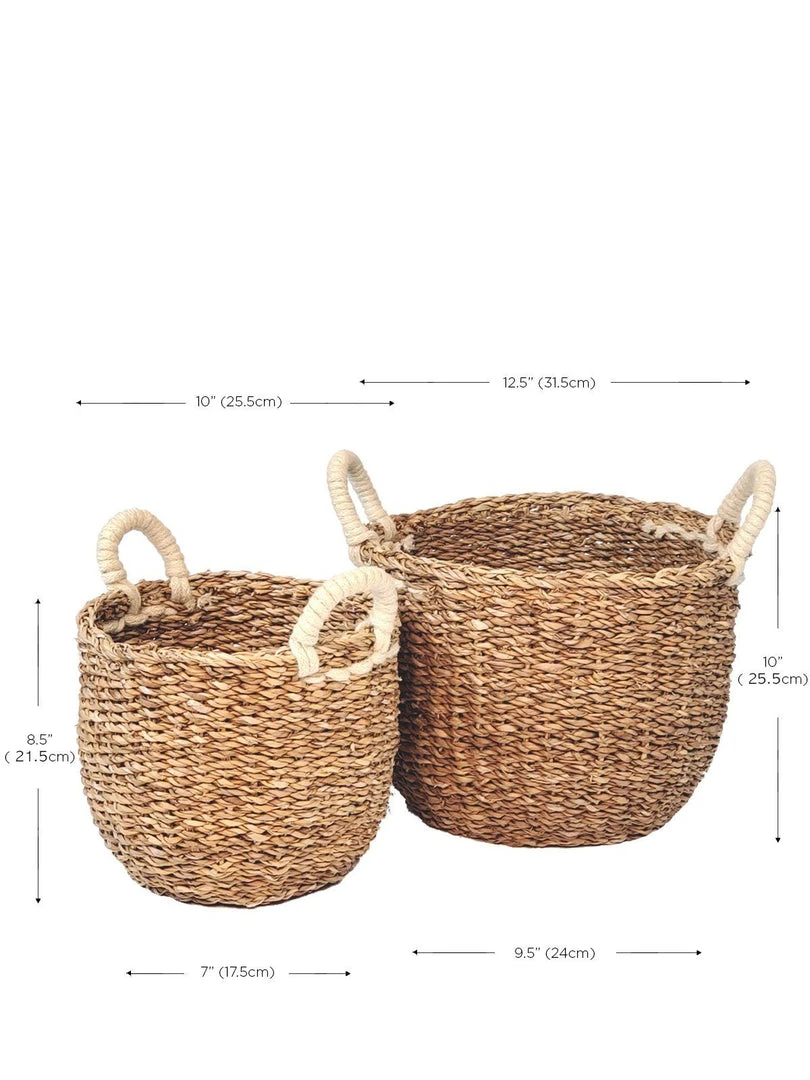 Korissa Savar Basket With White Handles Set 9 Korissa Savar Basket With White Handles Set