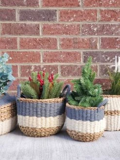 Korissa Home Goods Ula Stripe Basket Set - Blue