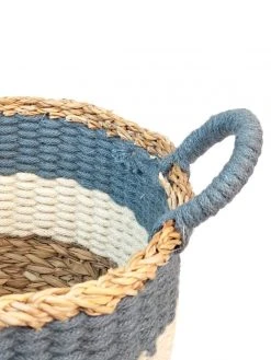 Korissa Home Goods Ula Stripe Basket Set - Blue