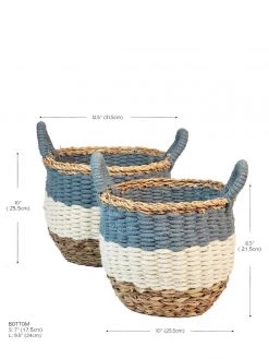 Korissa Home Goods Ula Stripe Basket Set - Blue