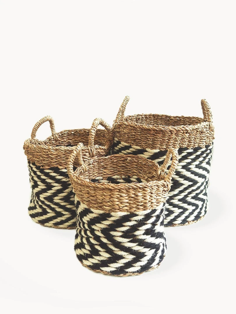 Korissa Home Goods Ula Zigzag Basket Set 3 Korissa Home Goods Ula Zigzag Basket Set
