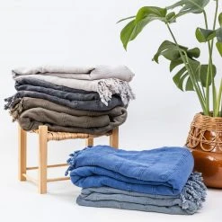 Amante Marketplace Throw Blankets Kurios Turkish Towel / Blanket - Blue