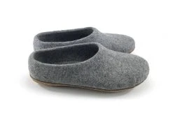 Kyrgies Men's Molded Sole High Back Wool Slippers - Gray