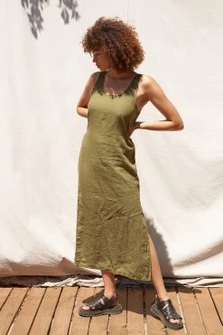LA Relaxed New Arrivals Washed Linen Column Dress