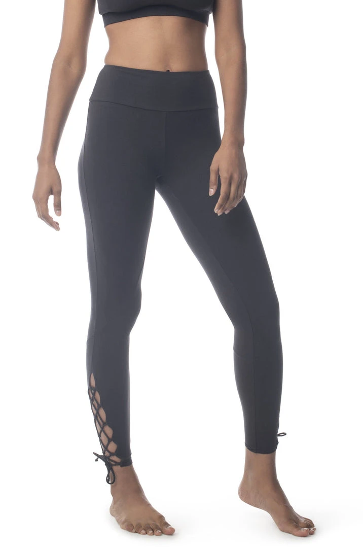 Synergy Organic Clothing Lace Up Legging Pant - Black Sale 3 Synergy Organic Clothing Lace Up Legging Pant - Black Sale