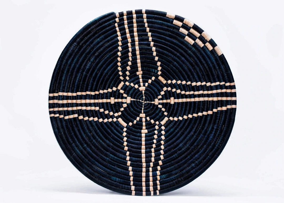 KAZI Home Goods Large Navy Sanaa Woven Wall Plate 3 KAZI Home Goods Large Navy Sanaa Woven Wall Plate